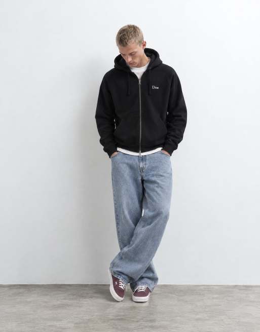 Dime heavyweight classic small logo double zip hoodie in black, 7 of 9