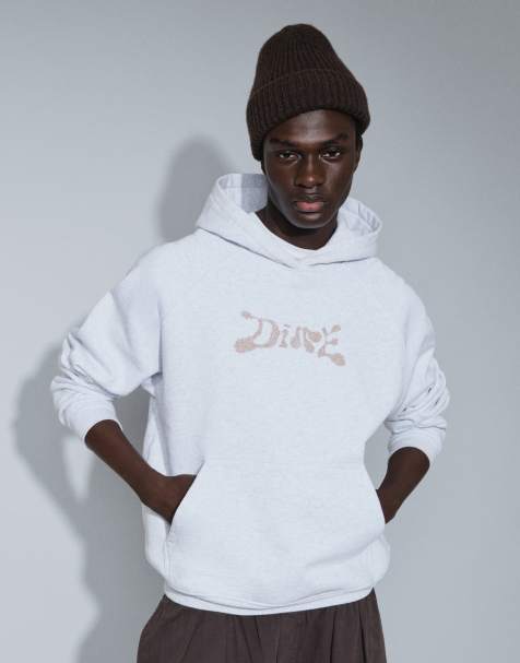 Dime heavyweight fingerprint logo pull over hoodie in ash grey - view 1