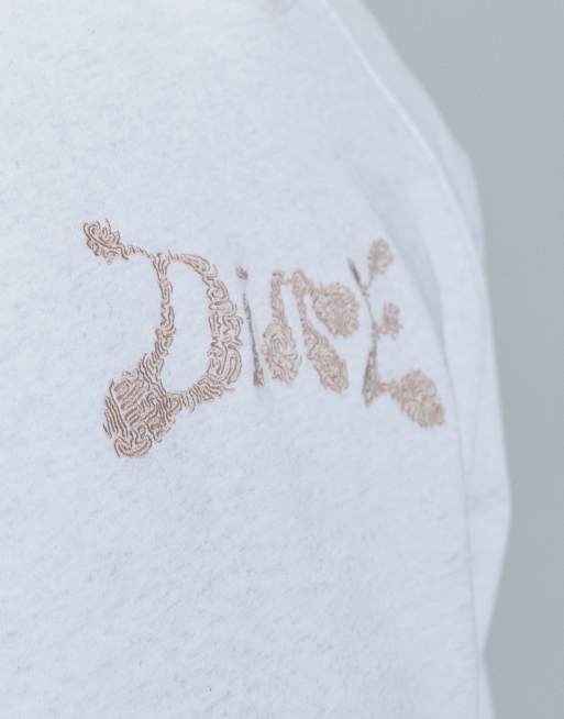 Dime heavyweight fingerprint logo pull over hoodie in ash grey, 4 of 9