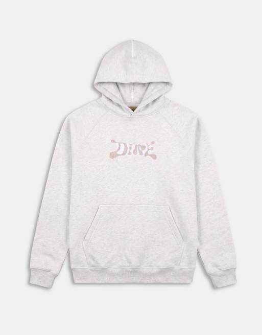Dime heavyweight fingerprint logo pull over hoodie in ash grey, 6 of 9