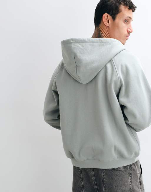 Dime heavyweight small logo double zip hoodie in iron grey, 4 of 5