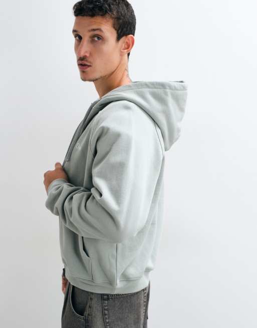 Dime heavyweight small logo double zip hoodie in iron grey, 5 of 5