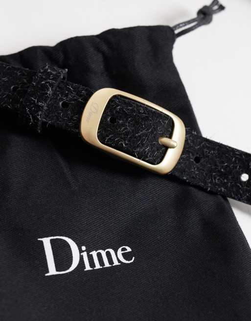 Dime leren riem met ruige structuur in zwart, 2 van 3