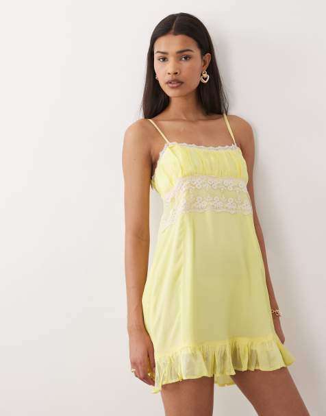 Dippin' Daisy's babydoll beach mini dress with lace detailing in vanilla custard - view 1