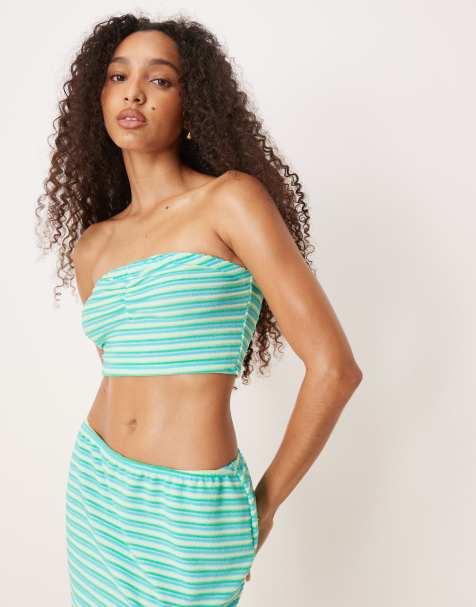 Dippin Daisys bandeau beach crop top co-ord in floatie - view 1