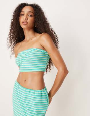 bandeau beach crop top in floatie - part of a set-Blue