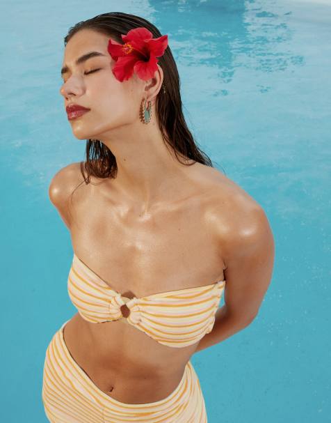 Dippin Daisys bandeau bikini top with ring detail in flip flop