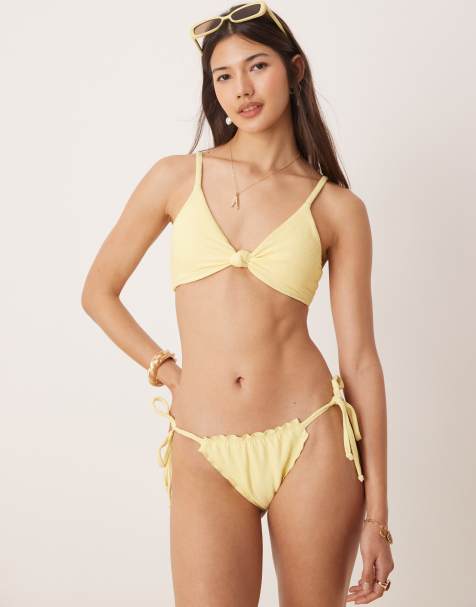 Dippin Daisys bikini top with ring detail in baby yellow - view 1