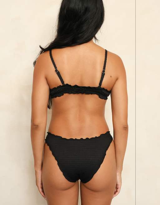 Dippin' Daisy's Bonita ruffled bikini top in black smocking, 2 of 4