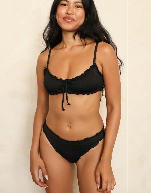Dippin' Daisy's Bonita ruffled bikini top in black smocking, 4 of 4