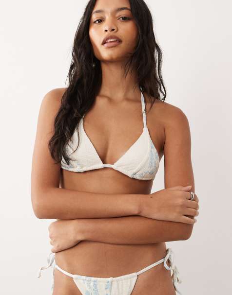 Dippin Daisys bridal contrast triangle bikini top in white - view 1