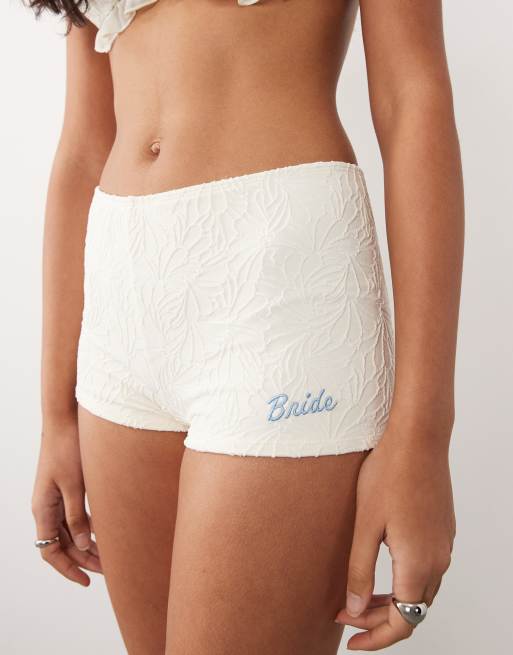 Dippin Daisys bridal micro swimshort in white, 2 of 4