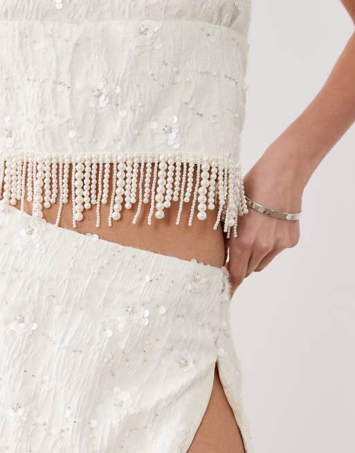 Dippin' Daisy's – Bridal – Trägerloses Oberteil in Weiß mit Pailletten, 4 von 4