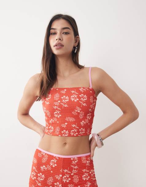 Dippin Daisys cami bikini top in red floral