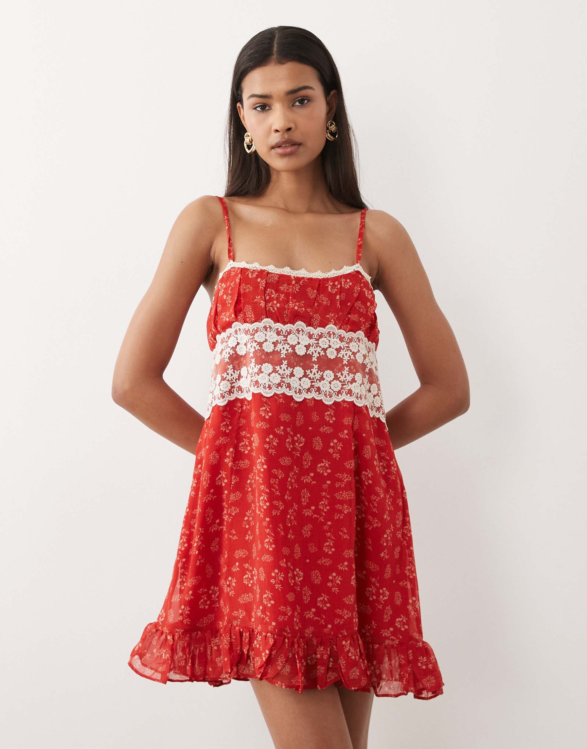 dippin' daisy's c'est la vie beach mini dress in red floral