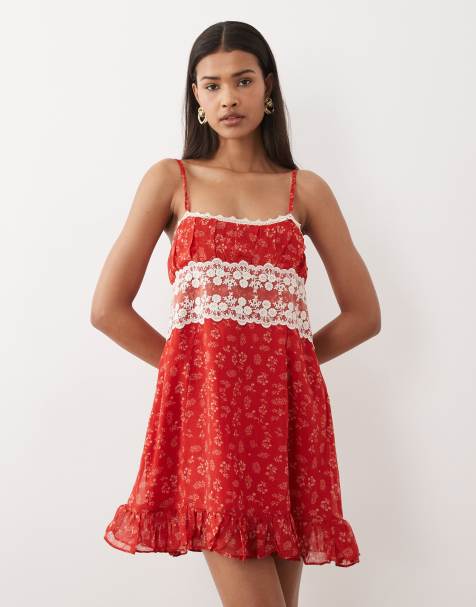 Dippin Daisys C'est La Vie mini beach dress in red floral - view 1
