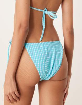 Dippin Daisys Exclusive Mix And Match Gingham Tie Side Bikini Bottoms In Blue