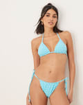 [Dippin' Daisy's] Dippin' Daisy's Exclusive Mix and Match gingham triangle bikini top in blue S BLUE