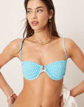 [Dippin' Daisy's] Dippin Daisy's Exclusive Mix and Match gingham underwire bikini top in blue L BLUE