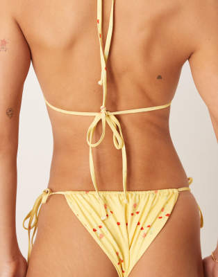Dippin Daisys Exclusive Mix And Match Rosewater Floral Print Tie Side Bikini Bottoms-multi In Yellow