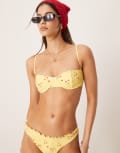 [Dippin' Daisy's] Dippin' Daisy's Exclusive Mix and Match rosewater floral print underwire bikini top in yellow S YELLOW
