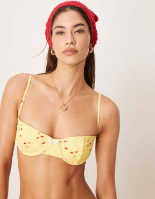 Dippin Daisys Dippin Daisy's Exclusive Mix And Match Rosewater Floral Print Underwire Bikini Top In Yellow