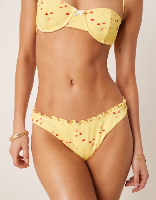 Dippin'' Daisys Exclusive Mix and match Rosewater high leg bikini bottoms in yellow, 2 of 4