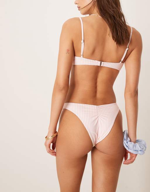 Dippin' Daisy's Exclusive stripe high leg bikini bottoms in pink