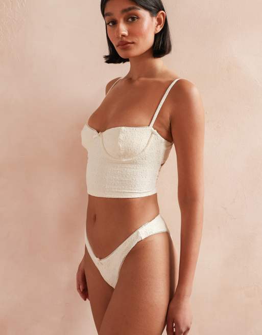 Dippin' Daisy's Monet super cheeky bikini bottoms in crème, 3 of 4