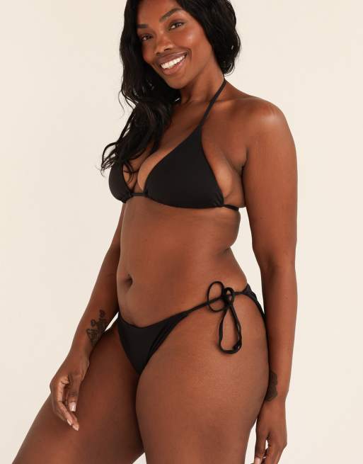 Dippin' Daisy's Palm tie back triangle bikini top in black, 6 of 7