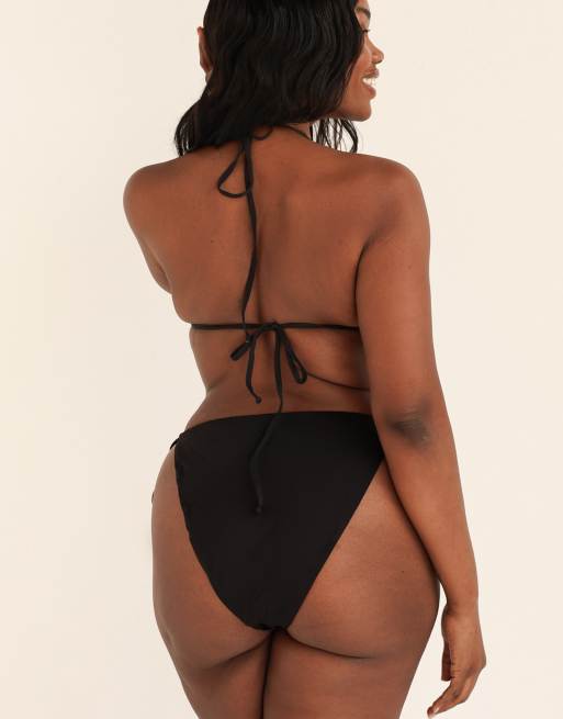 Dippin' Daisy's Palm tie back triangle bikini top in black, 7 of 7
