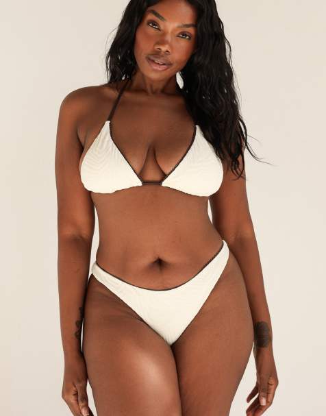 Dippin' Daisy's Palm tie back triangle bikini top in ivory tides