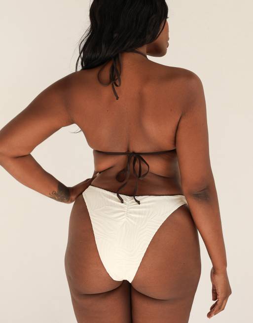 Dippin' Daisy's Palm tie back triangle bikini top in ivory tides, 2 of 7
