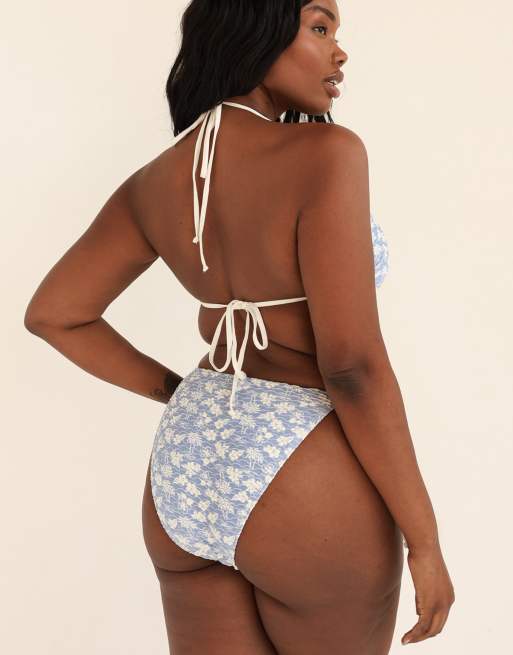 Dippin' Daisy's Palm tie back triangle bikini top in ocean spray/ivory, 7 of 7