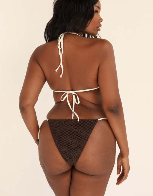 Dippin' Daisy's Palm tie back triangle bikini top in turkish coffee/ivory, 7 of 7