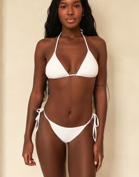 Dippin' Daisy's Palm tie back triangle bikini top in white - view 1