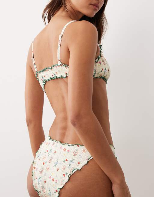 Dippin Daisys Printemps ruched cheeky bikini bottom in ditsy floral, 4 of 4