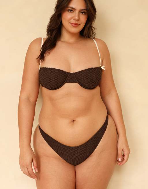 Dippin' Daisy's Raglan cheeky bikini bottom in turkish coffee/ivory, 5 of 7