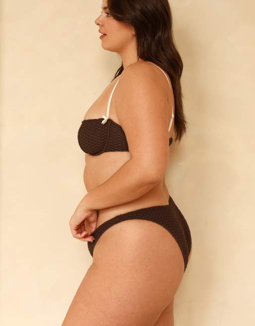 Dippin' Daisy's Raglan cheeky bikini bottom in turkish coffee/ivory, 6 of 7