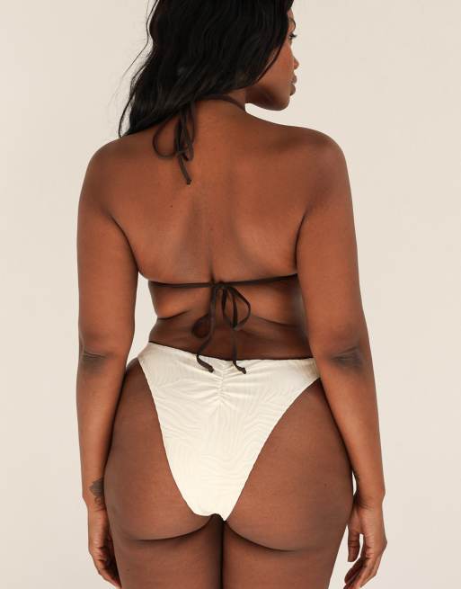 Dippin' Daisy's Rosette super cheeky bikini bottom in ivory tides, 2 of 7