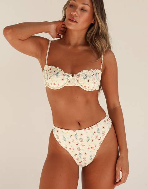 Dippin' Daisy's Seashore high waist cheeky bikini bottom in printemps - view 1