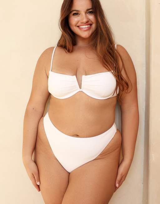 Dippin' Daisy's Seashore high waist cheeky bikini bottom in white, 5 of 7