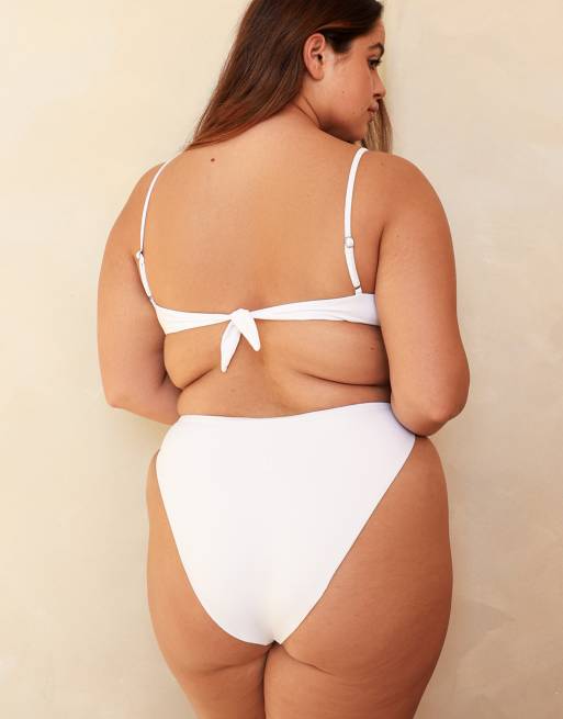 Dippin' Daisy's Seashore high waist cheeky bikini bottom in white, 7 of 7