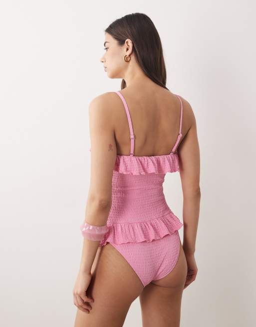 Dippin Daisys swimsuit with frill detail in prism pink, 5 of 5
