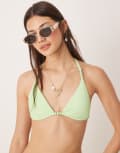 [Dippin' Daisy's] Dippin' Daisy's triangle beaded bikini top in paradise green M Light green