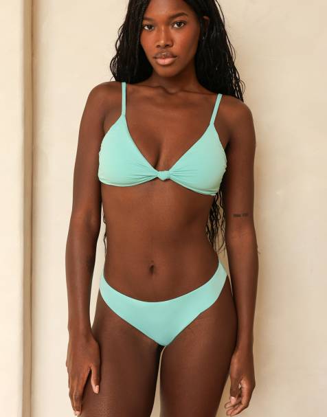 Dippin' Daisy's Zen knotted triangle bikini top in aqua - view 1