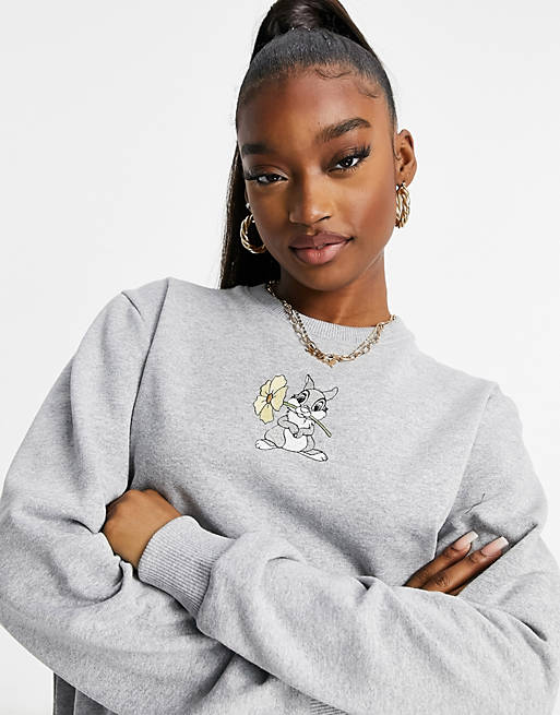 Disney Bambi embroidered thumper sweatshirt in grey | ASOS