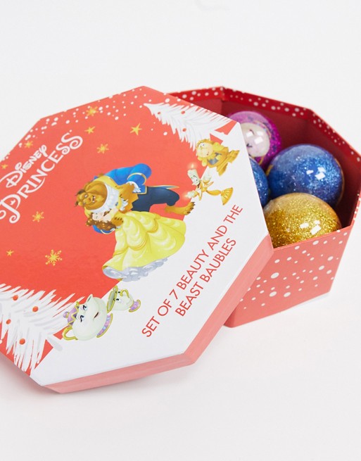 Disney Christmas Beauty and the Beast 7 pack baubles