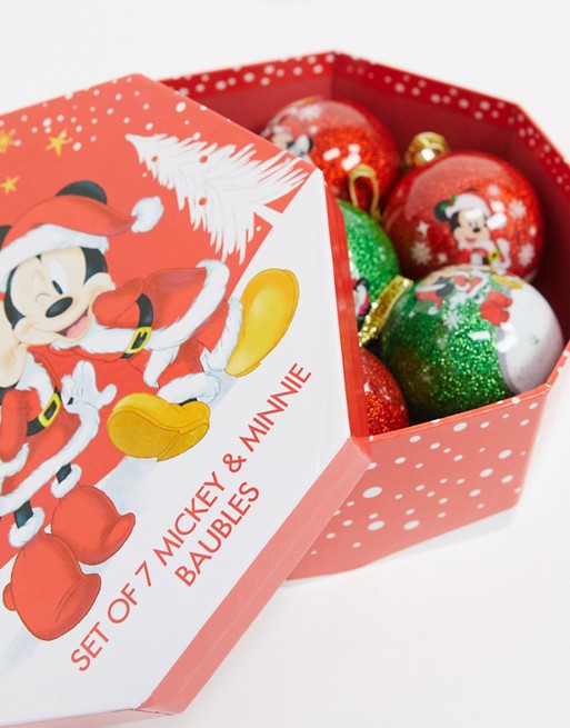 Disney Christmas Mickey and Minnie 7 pack baubles