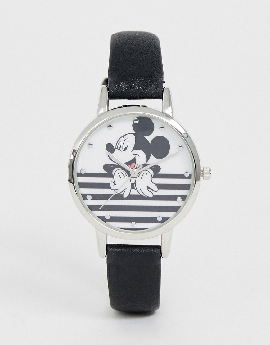 Disney - Mickey Mouse - Gestreept horloge in zwart/wit
